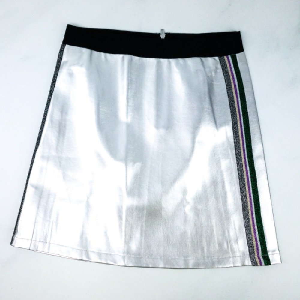 Kidpik Silver Side Taped Pleather Skirt